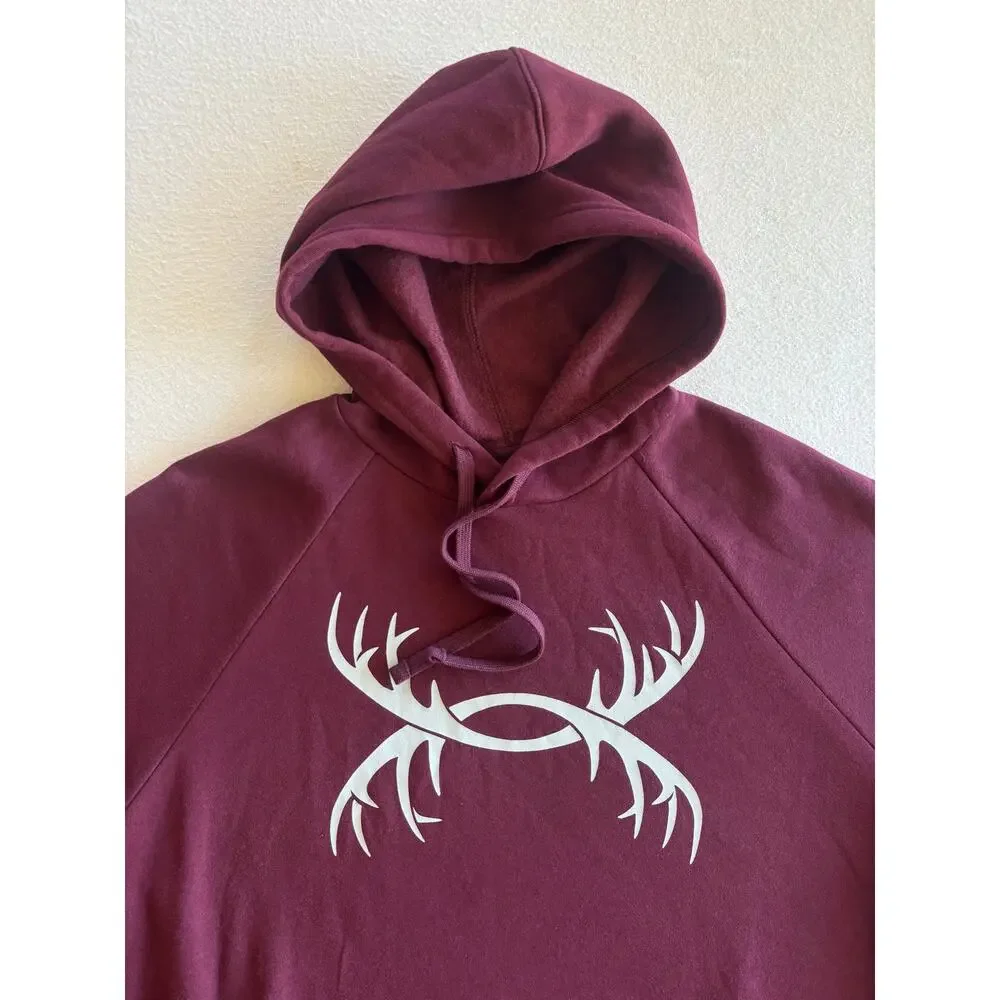 Under Armour Rival Fleece Antler Logo Pullover Hoodie Mens Medium Maroon Hunting